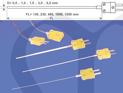 GTT 101500 - Plášťový termočlánek NiCr-Ni typ K, montovaný přímo na konektor NST1200